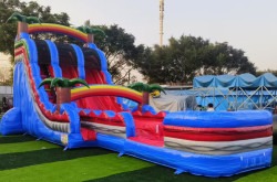 19' Tropical Blue 2 Lane Slide - Dry Pricing